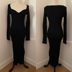 H&M black knit maxi dress